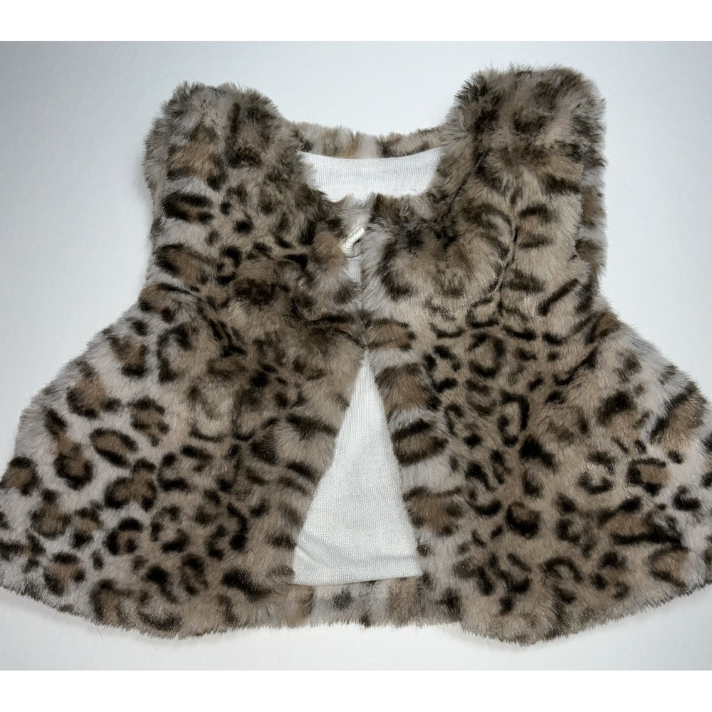 RZ by Rachel Zoe Toddler Girls Leopard Faux Fur Vest Brown Tan 18M RZ1862-0723